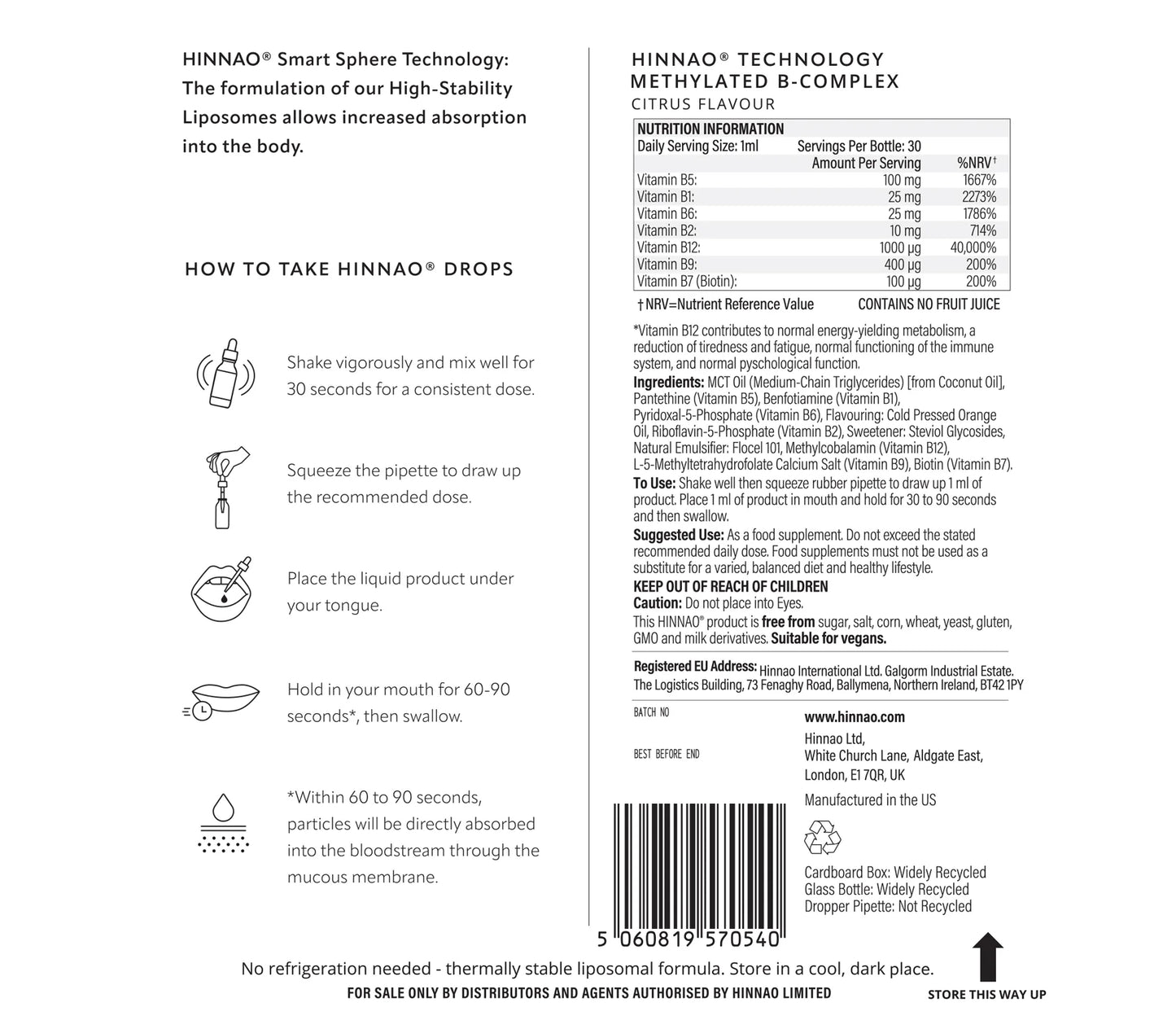 Hinnao Sublingual Methylated B-Complex