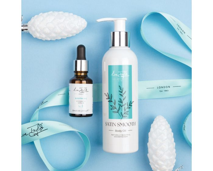 Eve Taylor Skin Like Satin Christmas Bundle with Soothing Aromatic Serum and Satin Smooth Body Oil