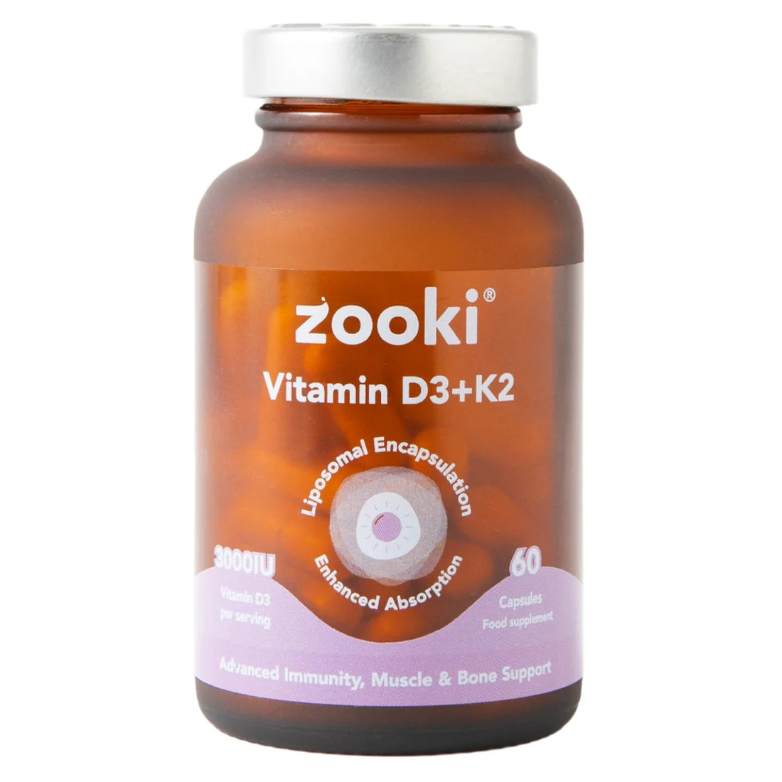 Zooki Liposomal Vitamin D3 + K2 3000iu Capsules