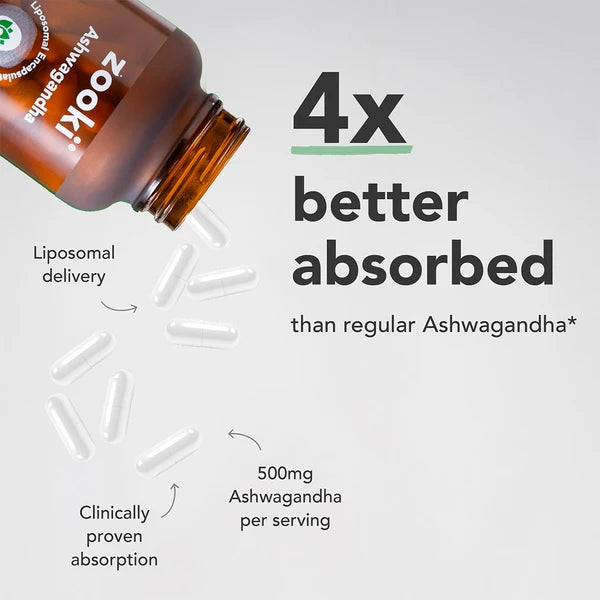 Zooki Liposomal Ashwagandha KSM-66 500mg Capsules