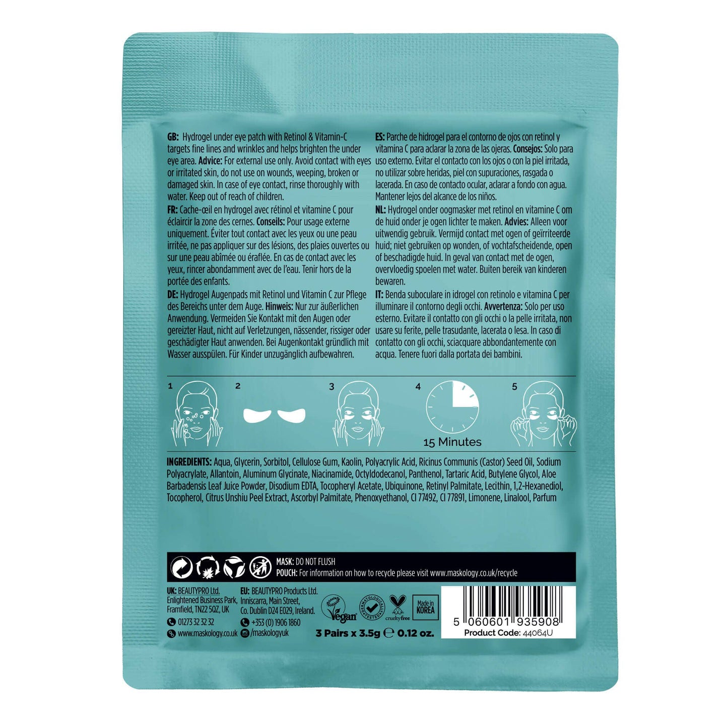 +maskology RETINOL + VITAMIN-C Professional Under Eye Mask.