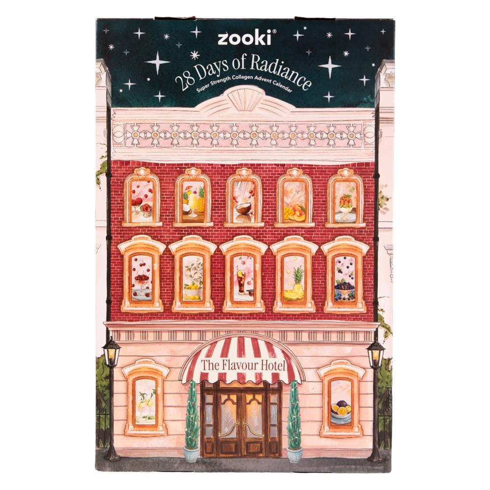 Front of the Zooki 28 Days of Radiance Super Strength Collagen Advent Calendar