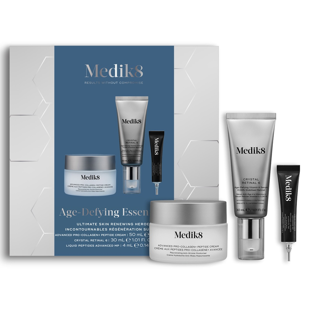 Medik8 Ultimate Skin Renewing Heroes gift set with Advanced Pro-Collagen+ Peptide Cream, Crystal Retinal 6 and Liquid Peptides Advanced MP