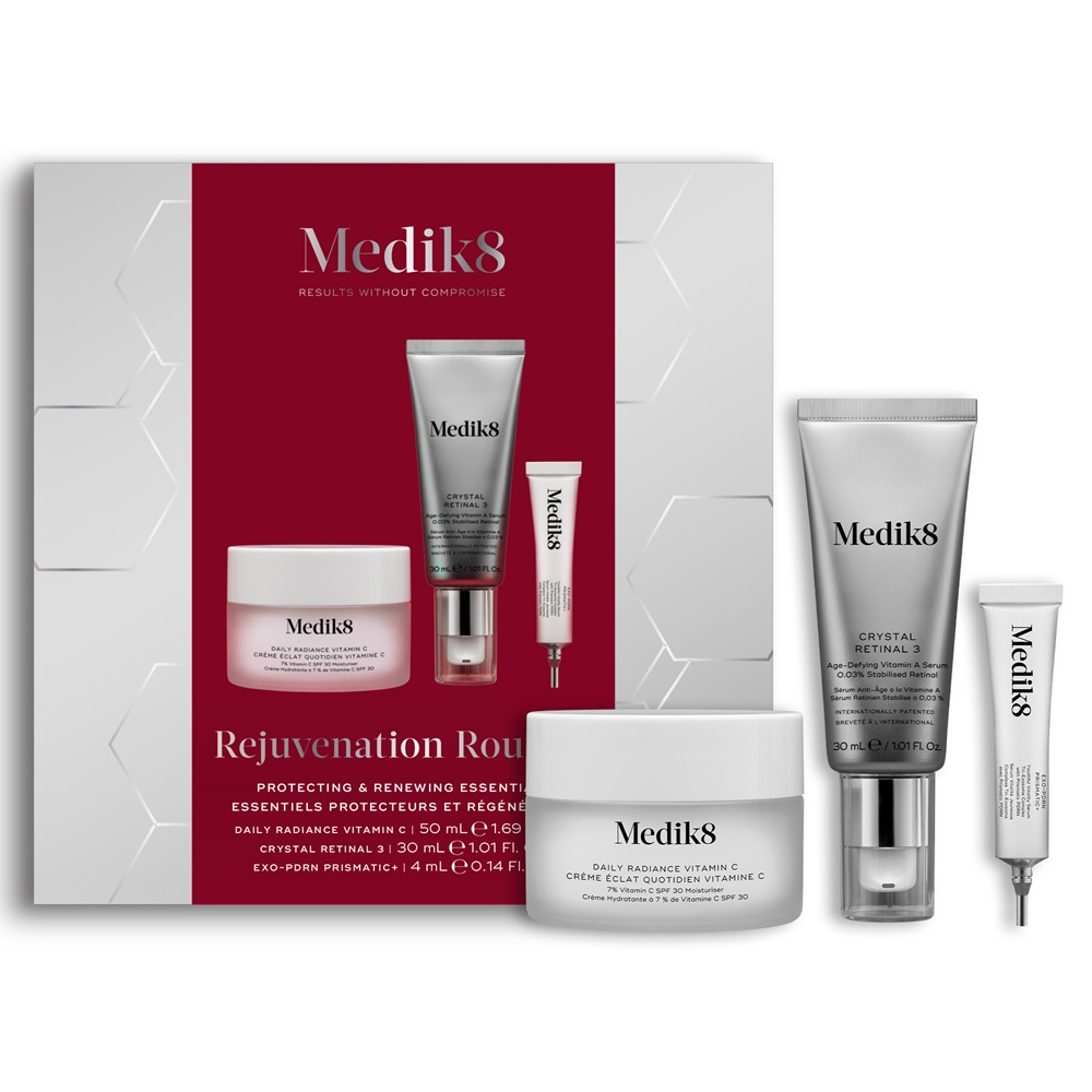Medik8 Protecting & Renewing Essentials gift set with Daily Radiance Vitamin C, Crystal Retinal 3 and Exo-PDRN Prismatic+